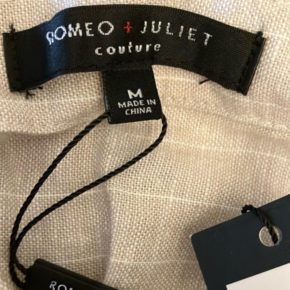 Romeo+Juliet Couture: Ivory/Tan Jumpsuit- adjustable straps, pockets, wide leg-M - Picture 2 of 16